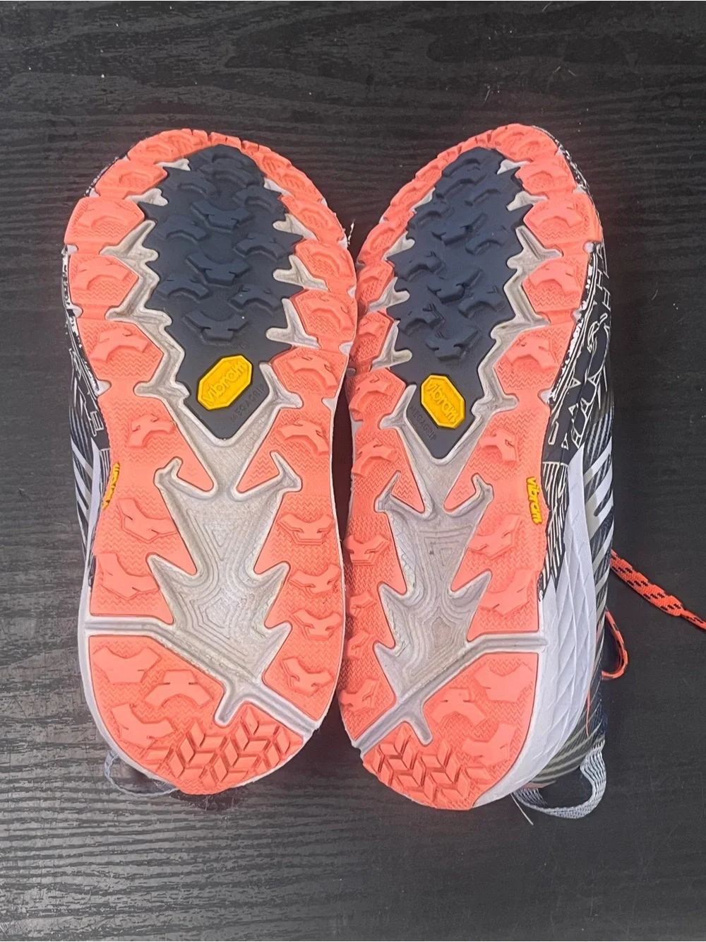 Hoka Navy Running Sneakers with Orange Laces
